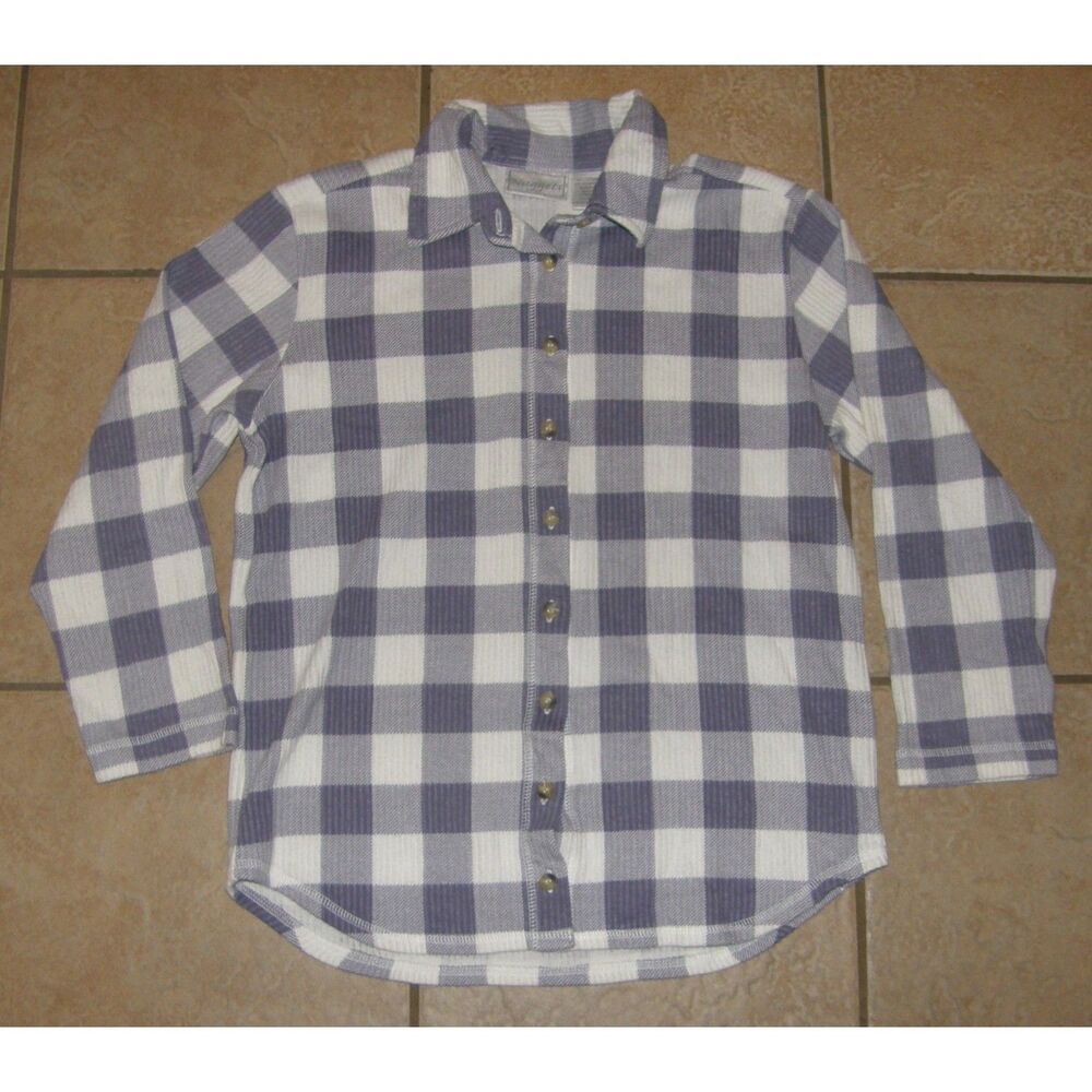 Purple & White Plaid Sz Medium Casual Wear Button Up Long Sleeve Shirt NUGGETS